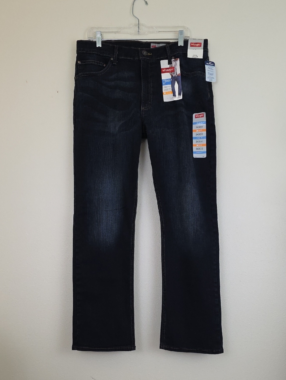 NWT Wrangler Straight Leg Faded Black Jeans 34 X 30